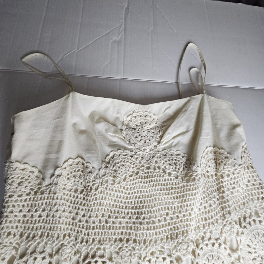 INC INTERNATIONAL CONCEPTS Women Cream Crochet Lace Romactic Top Size 14 - Picture 3 of 13